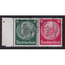 ALEMANIA 1934 ESTAMPILLAS SE-TENANT ZUSAMMENDRUCKE USADAS QUE SON MUCHO MAS ESCASAS MI. W 62 CON BORDE DE HOJA 20 EUROS